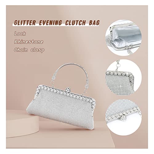 Silver Clutch Purse Rhinestone Clutch Evening Formal Crystal Bag Wedding Purse Party Bridal Handbags for Women (silver)