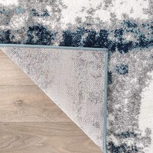 Rugshop Contemporary Abstract Distressed Area Rug 5' x 7' Blue