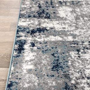 Rugshop Contemporary Abstract Distressed Area Rug 5' x 7' Blue