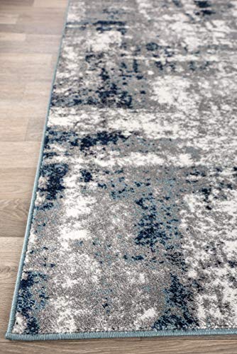 Rugshop Contemporary Abstract Distressed Area Rug 5' x 7' Blue