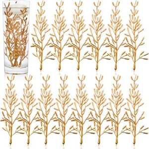 50 pieces faux flowers for floating candles floating flowers vase fillers for centerpieces mini flower filling in cylinder for vases filler wedding party decor (gold)