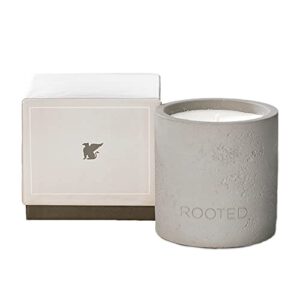 jw marriott rooted candle – notes of sycamore, sage, cedarwood and sandalwood – soy wax blend in concrete jar – 12.5 oz.