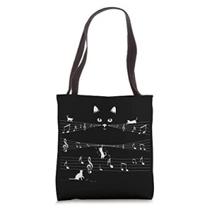 piano cats musical note tote bag