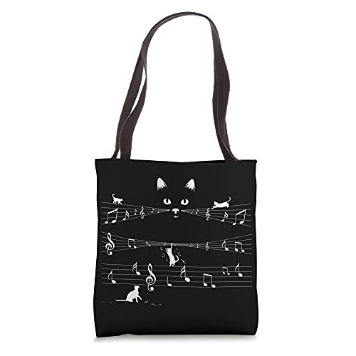 Piano Cats Musical Note Tote Bag