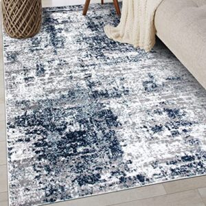 rugshop distressed abstract area rug 5′ x 7′ blue