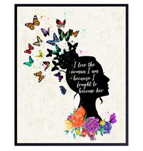 positive quotes wall art & decor – inspirational sayings for wall decor- encouragement gifts for women, best friend, girls, teens – motivational posters – positive affirmations – butterfly boho decor