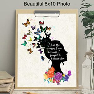 Positive Quotes Wall Art & Decor - Inspirational Sayings for Wall Decor- Encouragement Gifts for Women, Best Friend, Girls, Teens - Motivational Posters - Positive Affirmations - Butterfly Boho Decor