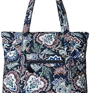 Vera Bradley Women's Cotton Vera Tote Bag, Java Navy Camo - Recycled Cotton, One Size