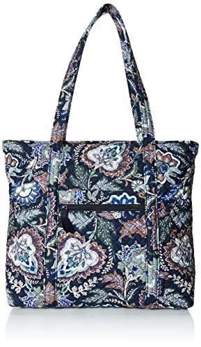 Vera Bradley Women's Cotton Vera Tote Bag, Java Navy Camo - Recycled Cotton, One Size