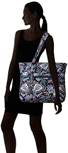 Vera Bradley Women's Cotton Vera Tote Bag, Java Navy Camo - Recycled Cotton, One Size