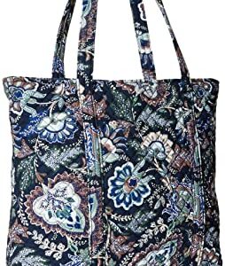 Vera Bradley Women's Cotton Vera Tote Bag, Java Navy Camo - Recycled Cotton, One Size