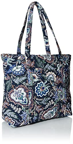 Vera Bradley Women's Cotton Vera Tote Bag, Java Navy Camo - Recycled Cotton, One Size