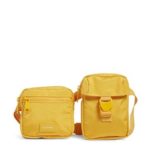 vera bradley women’s recycled lighten up reactive convertible belt bag sling crossbody bag, goldenrod, one size