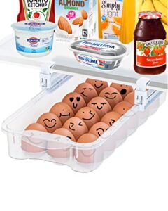 skywin refrigerator egg drawer – snap-on egg holder for refrigerator organizes and protects eggs – adjustable and space saving egg storage container for refrigerator