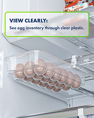 Skywin Refrigerator Egg Drawer - Snap-on Egg Holder for Refrigerator Organizes and Protects Eggs - Adjustable and Space Saving Egg Storage Container For Refrigerator