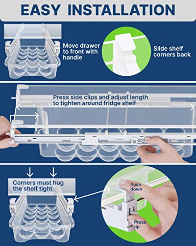 Skywin Refrigerator Egg Drawer - Snap-on Egg Holder for Refrigerator Organizes and Protects Eggs - Adjustable and Space Saving Egg Storage Container For Refrigerator