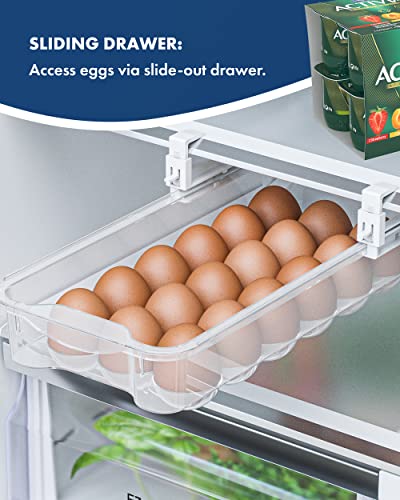 Skywin Refrigerator Egg Drawer - Snap-on Egg Holder for Refrigerator Organizes and Protects Eggs - Adjustable and Space Saving Egg Storage Container For Refrigerator