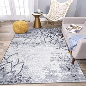 rugshop modern floral abstract non skid (non slip) area rug 7’10” x 10′ gray