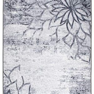 Rugshop Modern Floral Abstract Non Skid (Non Slip) Area Rug 7'10" x 10' Gray