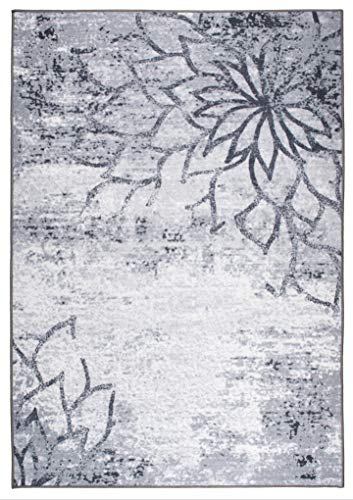 Rugshop Modern Floral Abstract Non Skid (Non Slip) Area Rug 7'10" x 10' Gray