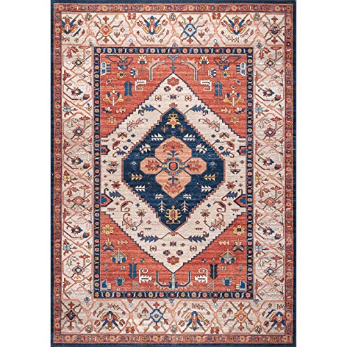 nuLOOM Carolyn Machine Washable Tribal Motif Area Rug, 8' x 10', Rust