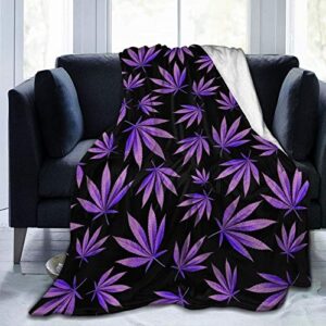 belgala blanket purple weed leaves flannel fleece throw blankets for baby kids men women,soft warm blankets queen size and throws for couch bed travel sofa 80″x60″