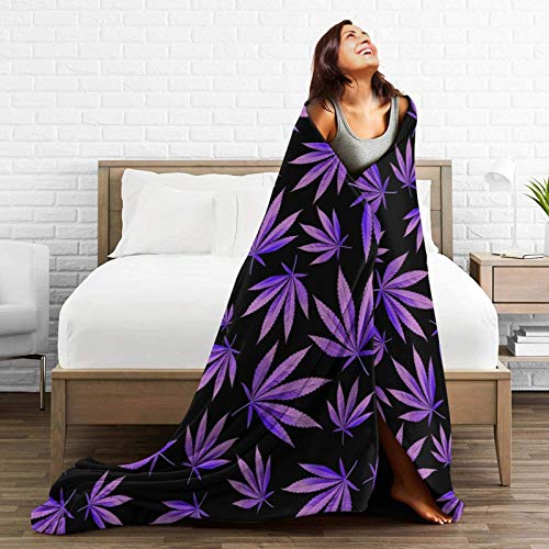 Belgala Blanket Purple Weed Leaves Flannel Fleece Throw Blankets for Baby Kids Men Women,Soft Warm Blankets Queen Size and Throws for Couch Bed Travel Sofa 80"X60"