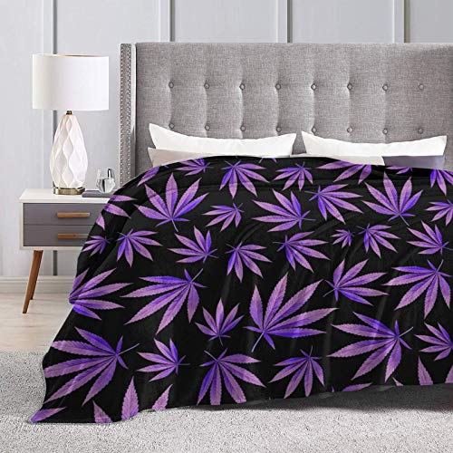 Belgala Blanket Purple Weed Leaves Flannel Fleece Throw Blankets for Baby Kids Men Women,Soft Warm Blankets Queen Size and Throws for Couch Bed Travel Sofa 80"X60"