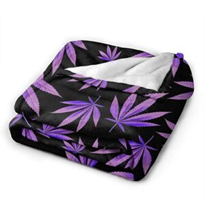 Belgala Blanket Purple Weed Leaves Flannel Fleece Throw Blankets for Baby Kids Men Women,Soft Warm Blankets Queen Size and Throws for Couch Bed Travel Sofa 80"X60"