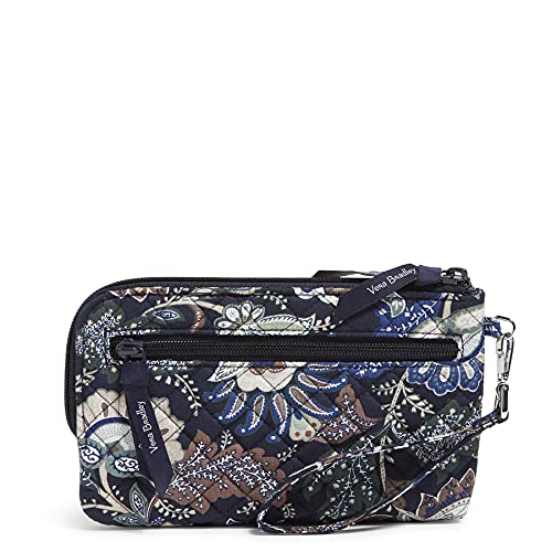Vera Bradley Women's Cotton Wristlet With RFID Protection, Java Navy Camo - Recycled Cotton, One Size