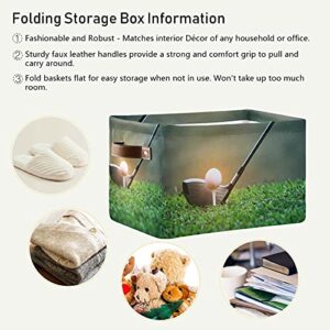 TropicalLife Rectangular Storage Bin Cube Sport Golf Ball Club Foldable Organizer Basket with Handles, Collapsible Storage Box for Kids Toy Shelf Closet Nursery