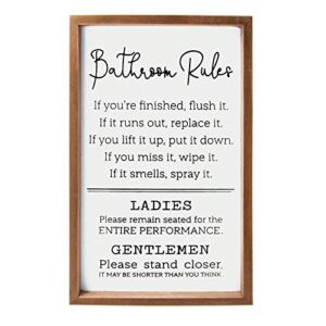 vilight bathroom rules sign house warming gifts for new home – farmhouse toilet decorations restroom wall decor – vertical 16×9.5 inches