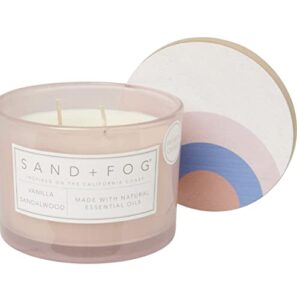 sand and fog vanilla sandalwood candle with hand painted lid