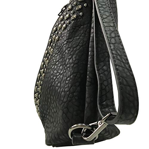 Over-size Studded Skull Shoulder Bag for Women and Men, 3 Ways Multifunction Backpack Punk Rivet Crossbody Bags Handbag and Pursesr Bags (Black-skull)