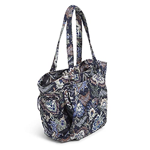 Vera Bradley Women's Cotton Glenna Satchel Purse, Java Navy Camo - Recycled Cotton, One Size