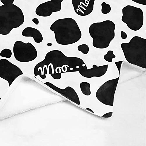 DIYKST Cow Print Blanket Black and White Cow Throw Blanket Flannel Fleece Super Soft Fuzzy Cozy Couch Gift for Mom Merry Christmas New Year Gift(50" x 60")