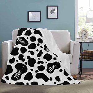 DIYKST Cow Print Blanket Black and White Cow Throw Blanket Flannel Fleece Super Soft Fuzzy Cozy Couch Gift for Mom Merry Christmas New Year Gift(50" x 60")