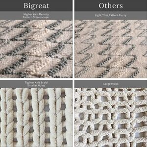 Bigreat Knitted Throw Blanket, 50x60 Inch, Textured Throw Blankets for Couch Bed Sofa Travel, Knit Woven Blanket for Women, Men and Kids, Boho Decorative Blanket with Tassels