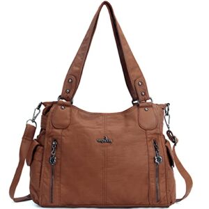women shoulder handbag purse top-handle hobo roomy casua ladies’ shoulder bag fashion pu tote satchel bag for women (ak-#1193-2#6802#173brown)