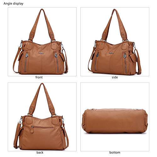 Women Shoulder Handbag Purse Top-Handle Hobo Roomy Casua Ladies' Shoulder Bag Fashion PU Tote Satchel Bag for Women (AK-#1193-2#6802#173BROWN)