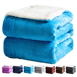 sonoro kate sherpa fleece blanket queen size – luxurious double reversible super soft thick fuzzy plush，warm cozy fluffy couch throw velvet queen blanket for bed(90″x90″)