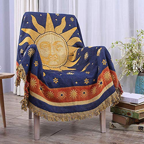 Boho Throw Blanket for Couch, Soft Woven Cotton Jacquard Tassels Throw Blankets for Bed Bohemian Couch Sofa Chair Slipcover Bedspreads Knitted Rug Bed Couch Protector Case for Home Office Decor