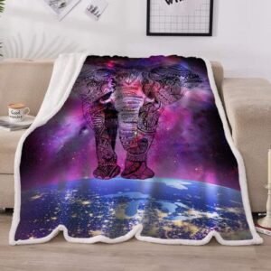 LOVINSUNSHINE Galaxy Elephant Blanket,Best Elephant Gifts for Women Ideas,Unique Elephant Gifts for Women Adults, for Women,Soft Sherpa Fleece Throw Blanket for Couch 50inx60in