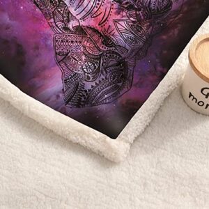 LOVINSUNSHINE Galaxy Elephant Blanket,Best Elephant Gifts for Women Ideas,Unique Elephant Gifts for Women Adults, for Women,Soft Sherpa Fleece Throw Blanket for Couch 50inx60in