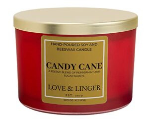 peppermint candle | christmas candles | luxury soy & beeswax candles for home | 16 oz. large jar 3 wick candle | candy cane candles | winter candle | holiday candle