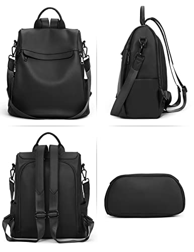 Telena Backpack Purse for Women, PU Leather Anti Theft Travel Backpack Purse Shoulder Bags with Tassel Pure Black