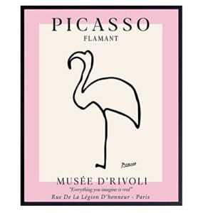 pablo picasso poster 8×10 – mid-century modern decor – minimalist room decor – abstract wall art – gallery wall art – pink flamingo decor – line art wall decor – museum poster – tropical beach house