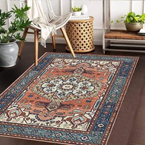xinlife vintage rug 2.6’x4′ traditional persian oriental throw area rug washable non-slip soft accent small rugs for bedroom kitchen hallway entryway doorway