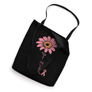 Pink Ribbon Sunflower Be Kind Breast Cancer Awareness Women Tote Bag