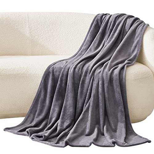 Lifewit Fleece Blanket King Size - Ultra Soft Throw Blanket - Fuzzy Warm Cozy Plush Reversible Microfiber Flannel Blanket for Sofa, Couch, Bed, Crib Stroller, Grey, 90" x 108"